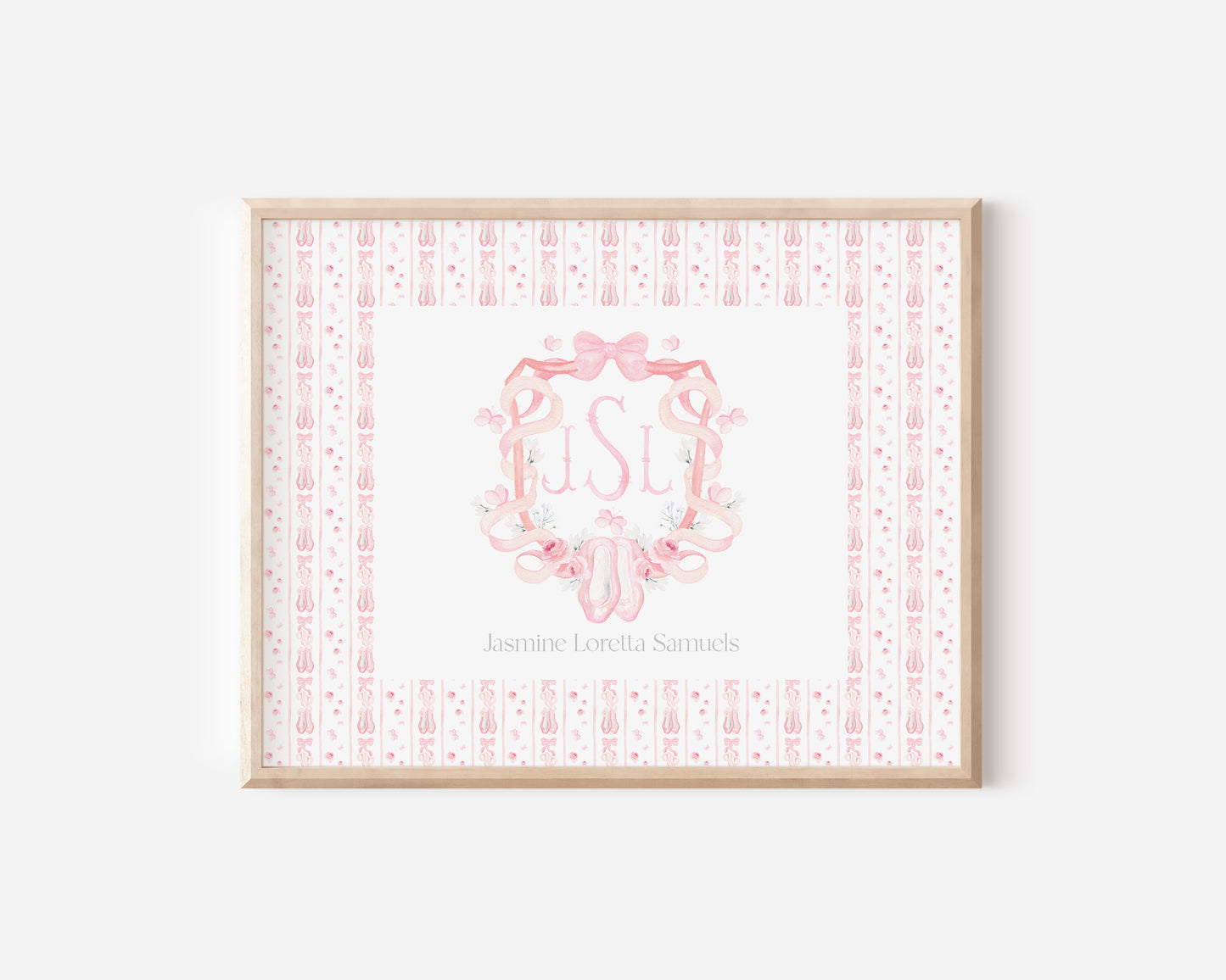 Pink Ballerina Nursery Monogram Crest with matching Photo Mat
