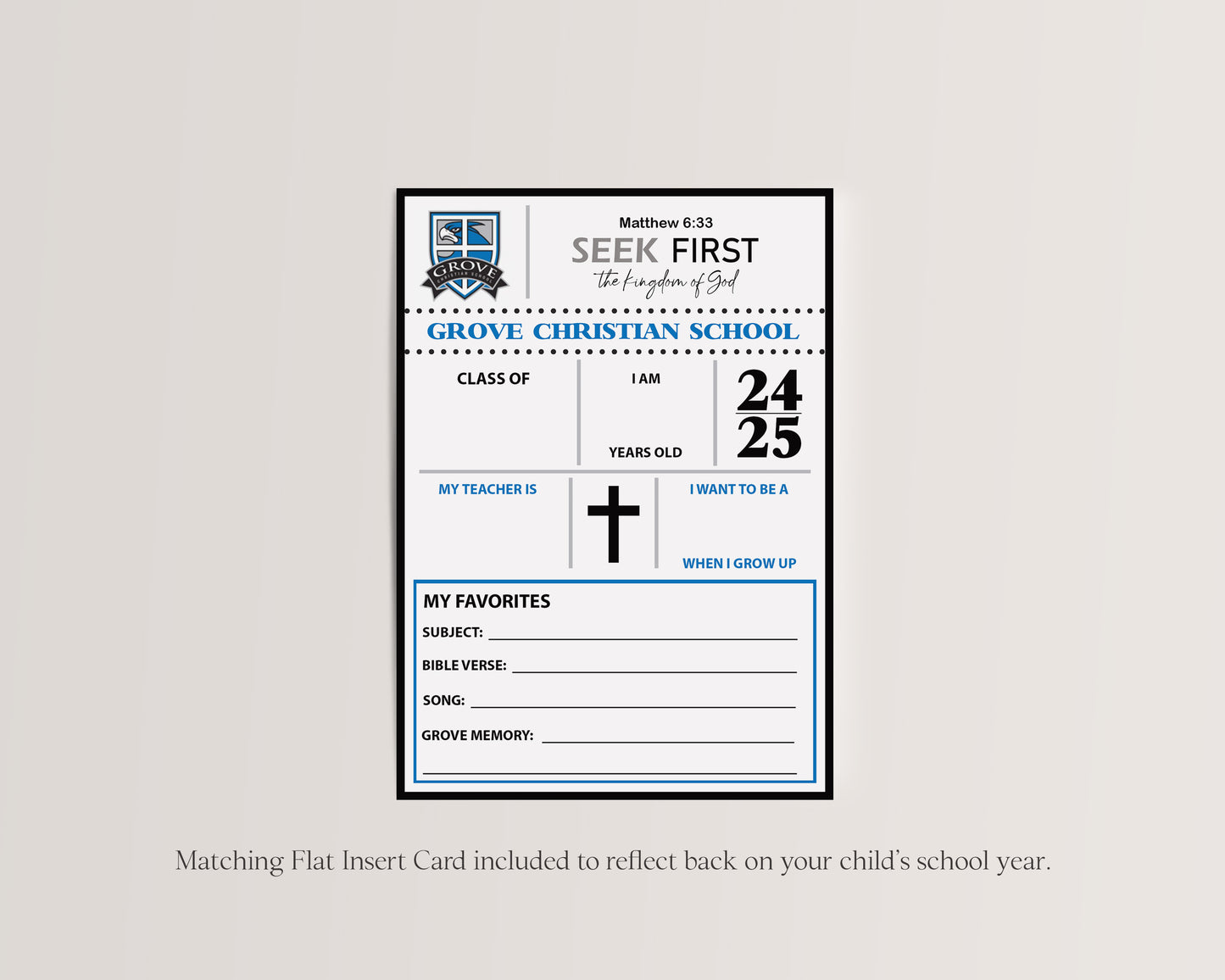 Grove Christian School 8x10 School Keepsake Photo Mat