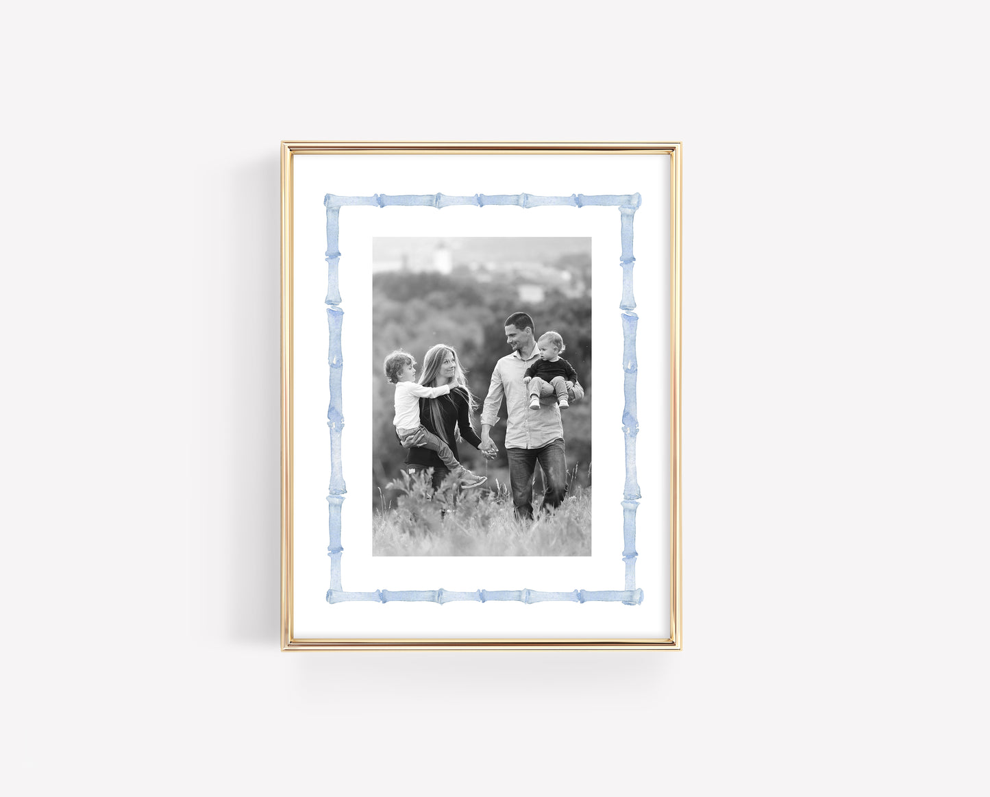 Blue Bamboo Frame Photo Mat