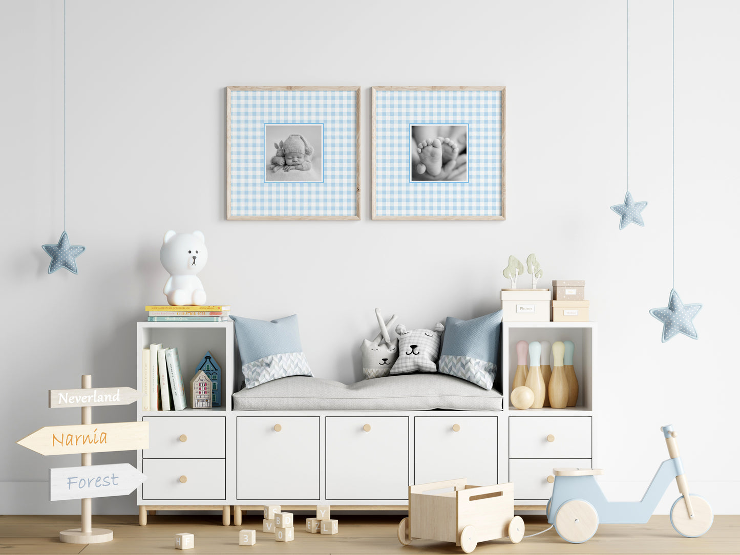 Blue Gingham Photo Mat