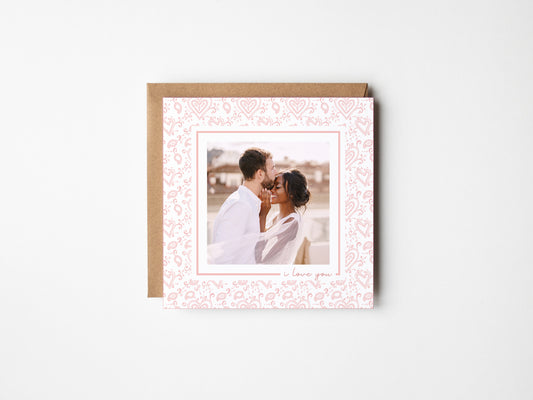 I love you, Paisley Heart, Valentine's Day Keepsake Photo Mat Greeting Card