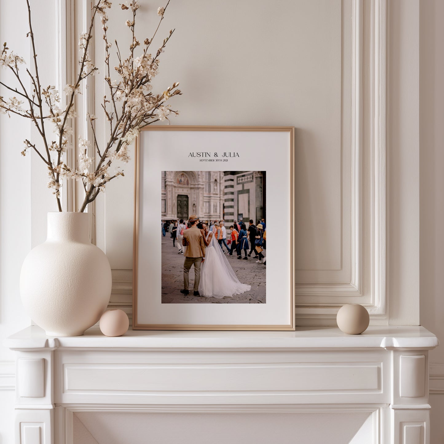 Minimalist B&W Personalized Wedding/Anniversary Keepsake Photo Mat
