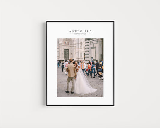 Minimalist B&W Personalized Wedding/Anniversary Keepsake Photo Mat