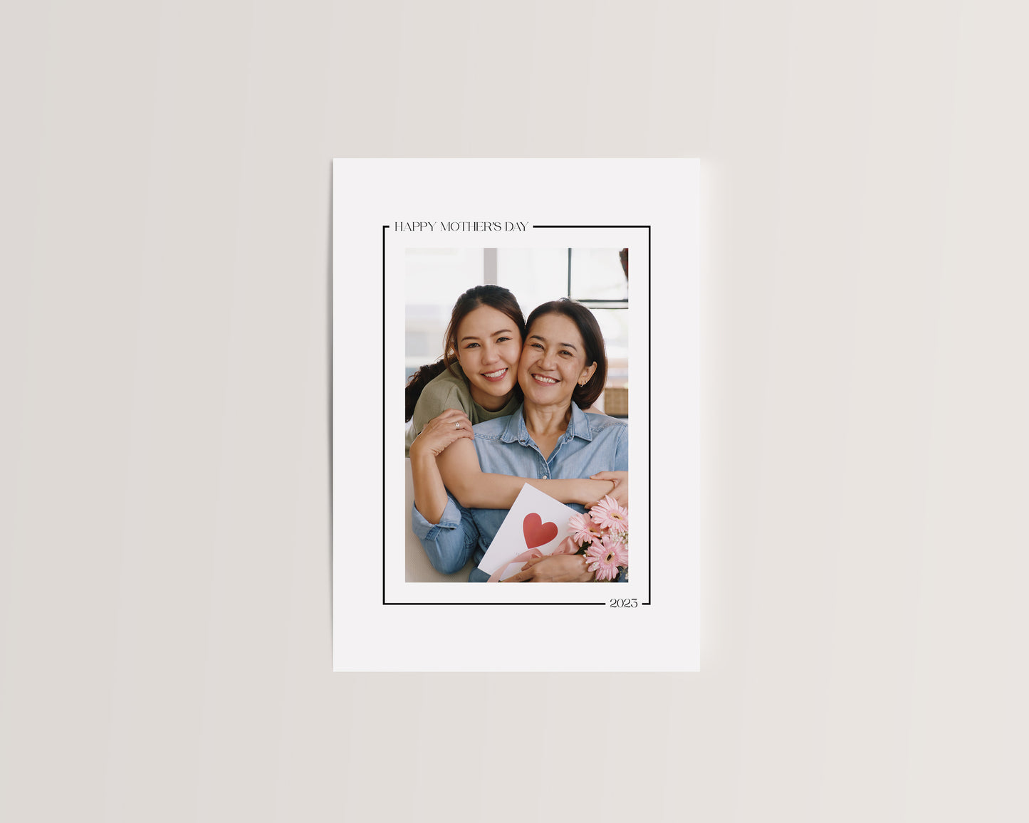 Minimal Black & White Mother's Day 5x7 Photo Mat with Envelope