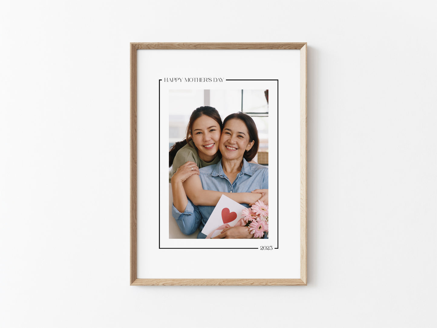 Minimal Black & White Mother's Day 5x7 Photo Mat with Envelope
