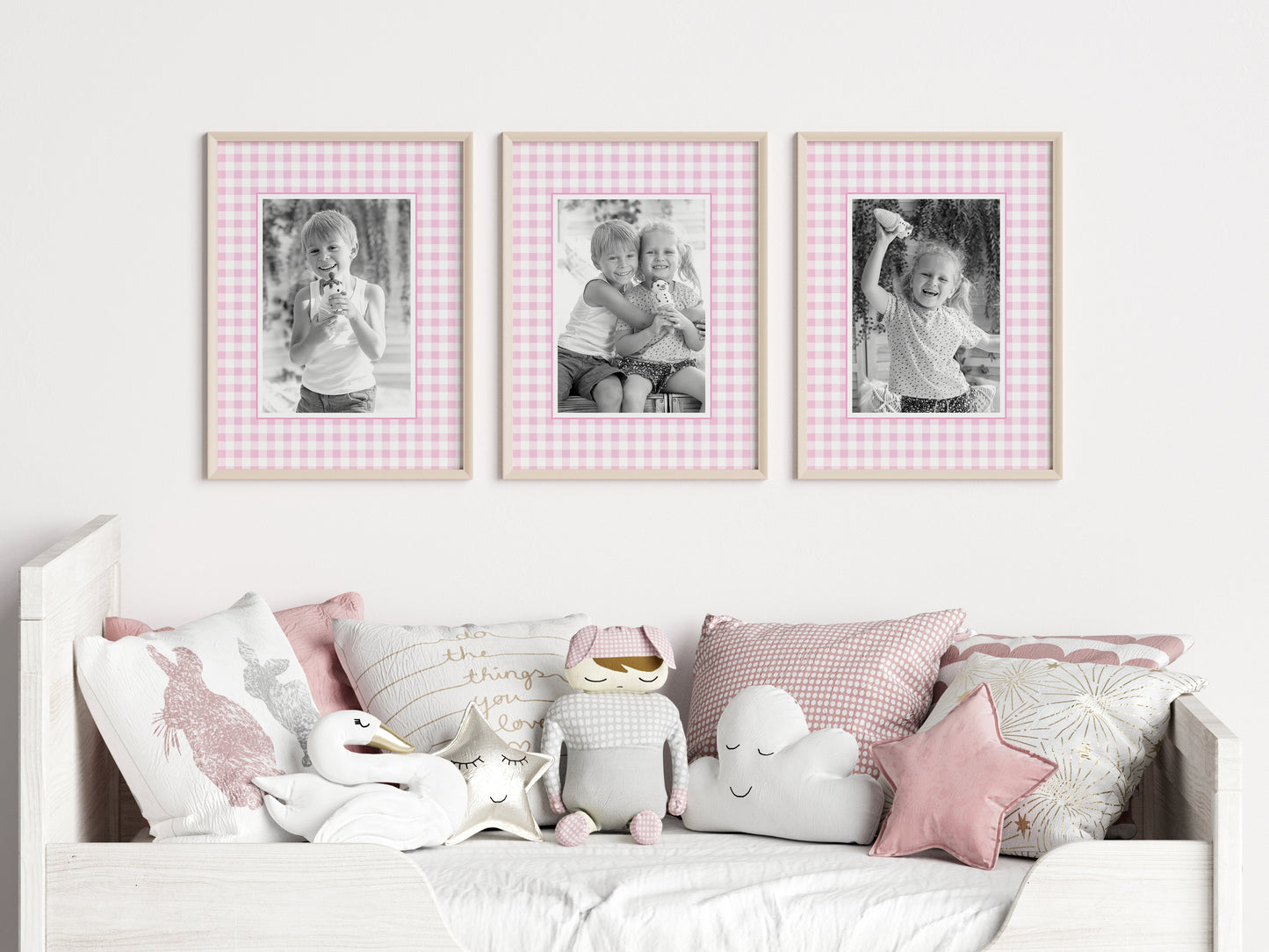 Pink Gingham Photo Mat