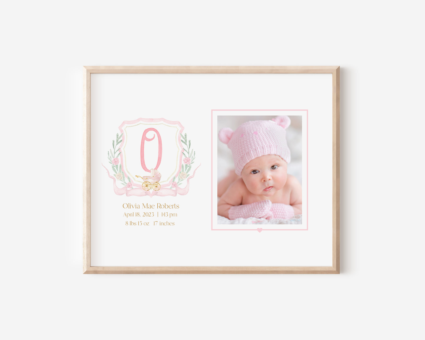 Pink Pram Monogram Newborn Photo Mat