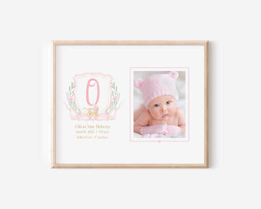 Pink Pram Monogram Newborn Photo Mat