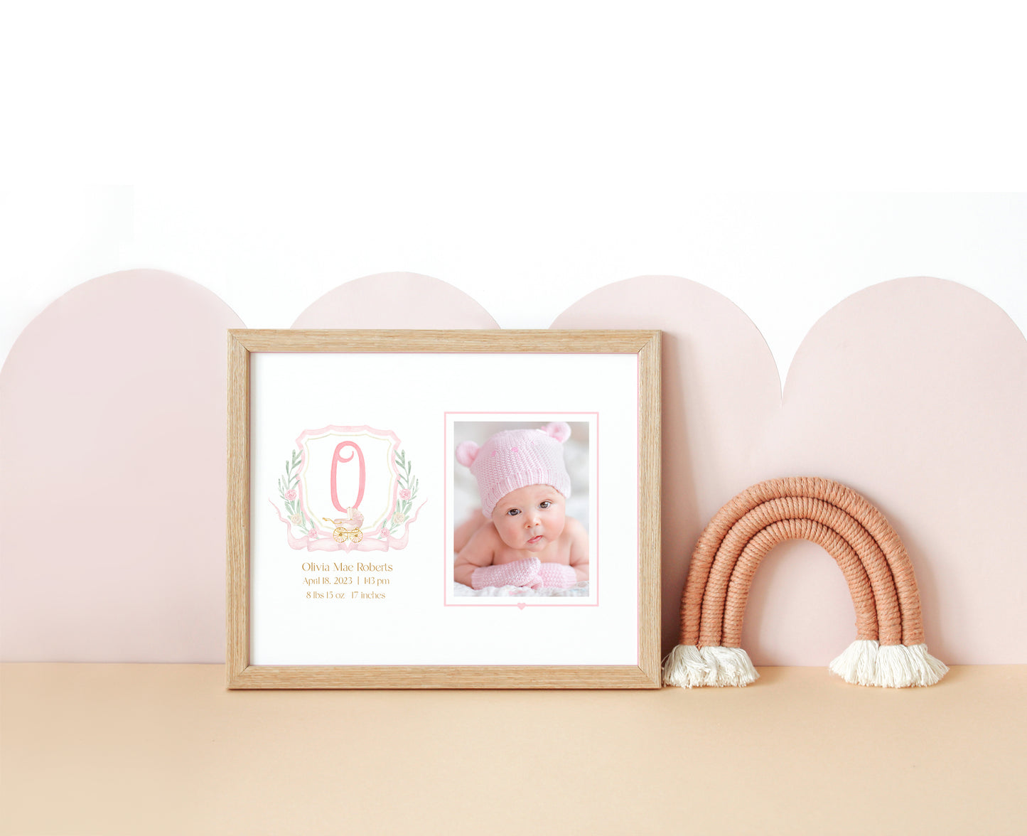 Pink Pram Monogram Newborn Photo Mat