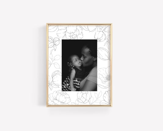Black Floral Minimalist Photo Mat