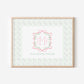 Pink & Green Floral Nursery Monogram Crest with matching Photo Mat