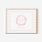 Pink Hydrangea Nursery Monogram Crest with matching Photo Mat