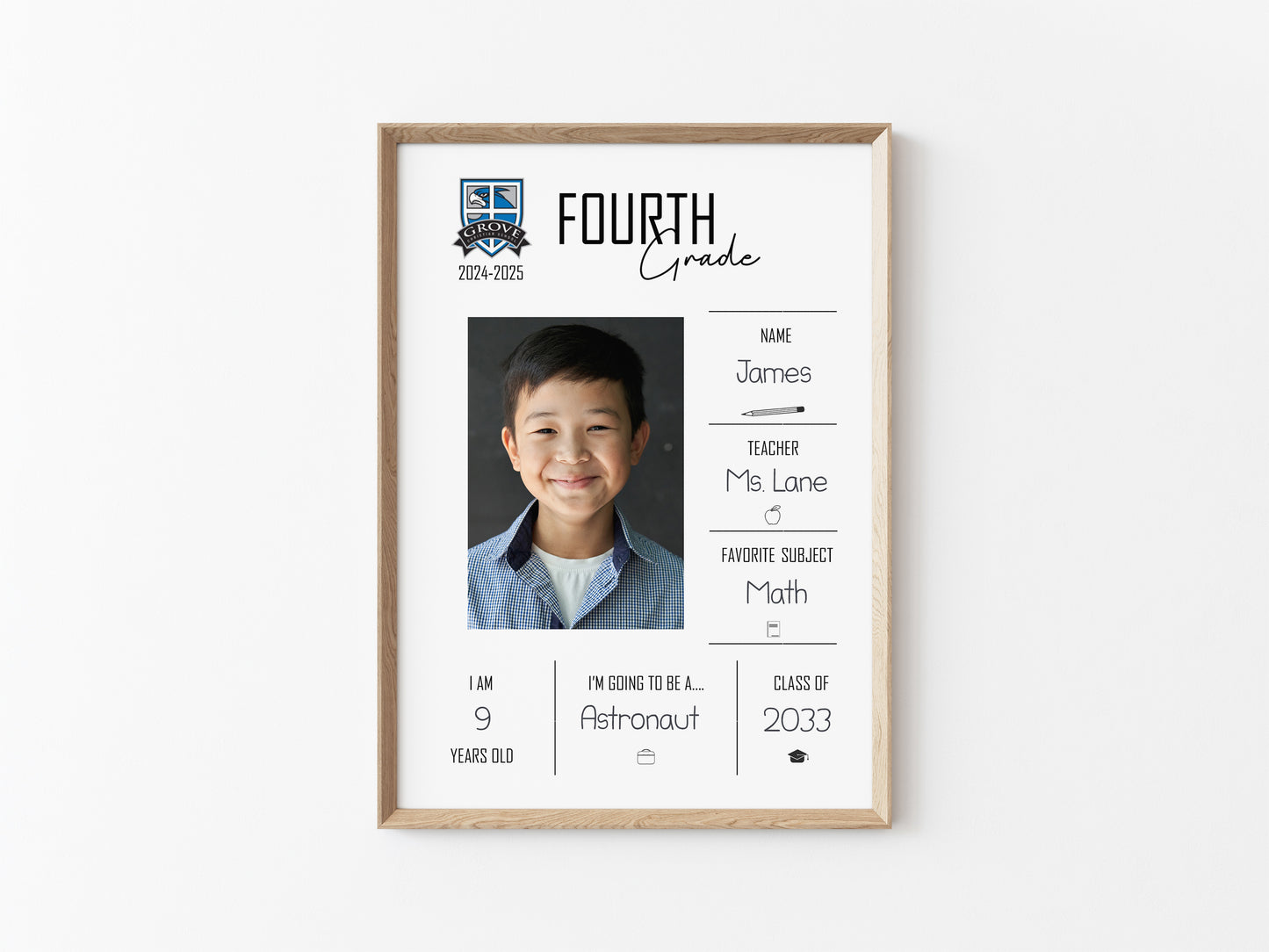 Grove Christian School Student Stat 5x7 Keepsake Photo Mat