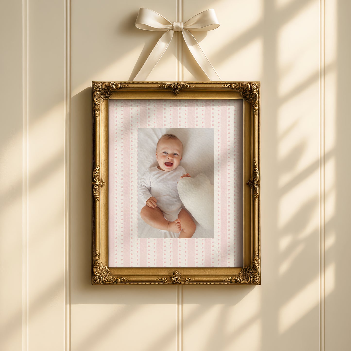 Pink Dotted Stripe Photo Mat