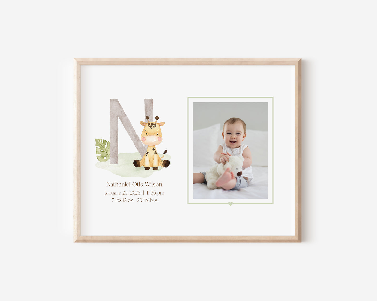 Cute Giraffe Monogram Newborn Photo Mat