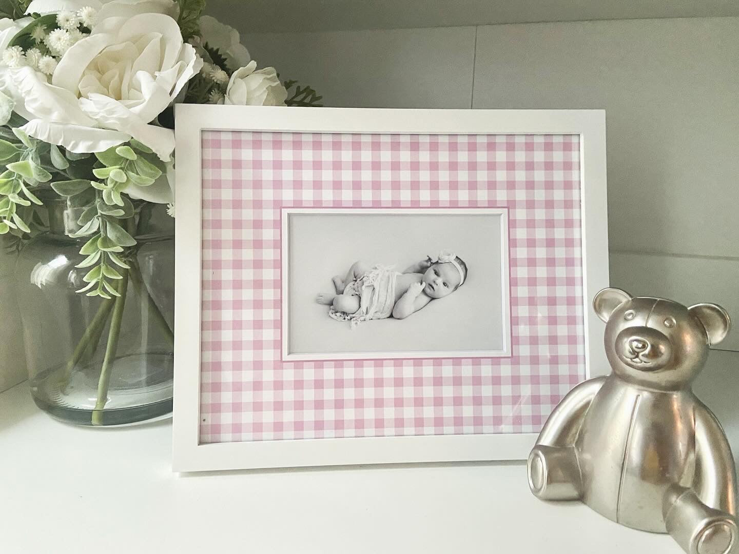 Pink Gingham Photo Mat