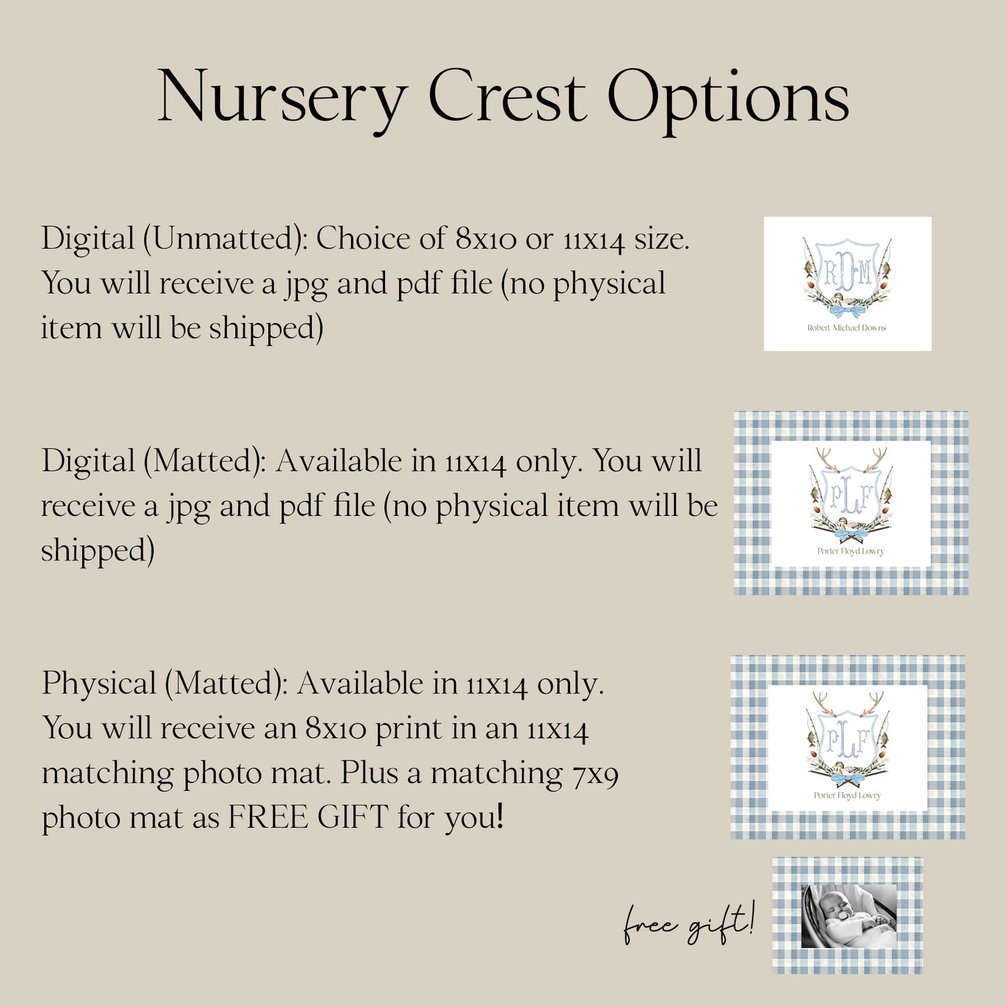 Peter Rabbit Nursery Monogram Crest with matching Photo Mat