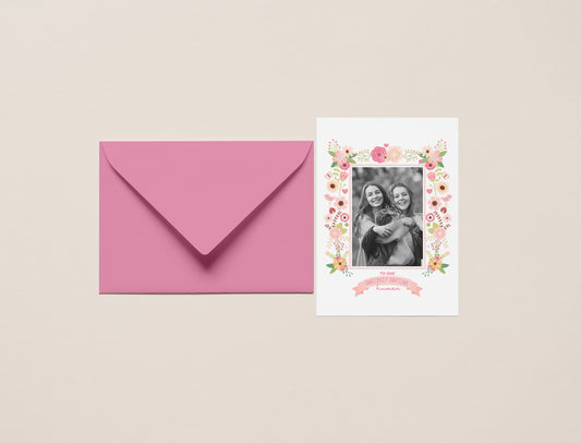 Floral Birthday 5x7 Photo Mat with Envelope